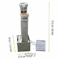 Peaktop Solar Power Water Fountain Garden Slate Grey Ornament, Light PT-SF0002