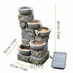 Peaktop Solar Power Water Fountain Garden Stone Ornament With Lights PT-SF0003