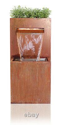 Planter Water Feature Fountain Cascade Waterfall Contemporary Corten Steel