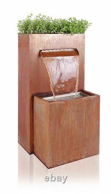 Planter Water Feature Fountain Cascade Waterfall Contemporary Corten Steel