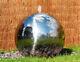 Polished Stainless Steel Sphere Water Feature Fountain Cascade Garden Leds 45cm