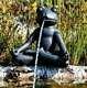Pond Spitter Yoga Frog Garden Water Fountain Feature Statue Hose New