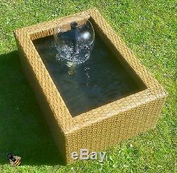 Pond Water Feature Fountain Patio Terrace Poly Rattan Brown Water Garden New
