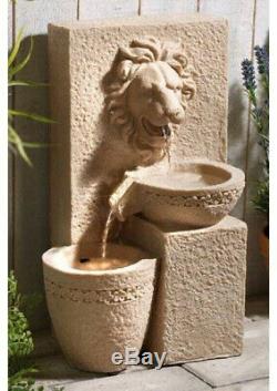 Porto Leone Garden Outdoors Solar Powered Cascade Water Feature Fountain New