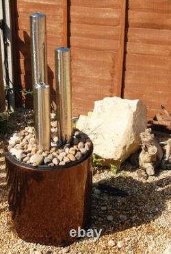 Primrose 135cm 3 Tiered Tubes Stainless Steel Column Water Feature with LEDs