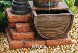 Primrose Pump and Barrel Water Feature with Lights Outdoor Garden Fountain 82cm