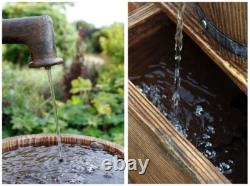 Primrose Pump and Barrel Water Feature with Lights Outdoor Garden Fountain 82cm