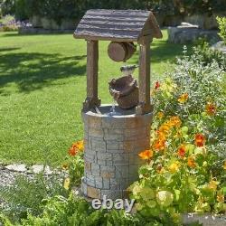 Primrose solar powered wishing well water feature for garden with bird new inbox