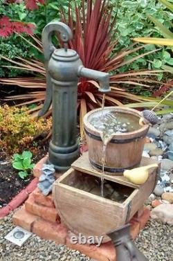 Pump & Barrel Vintange Style Water Feature Garden Fountain Outdoor
