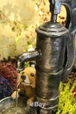 Puppy Water Feature with lights, garden fountain with lights, outdoor fountain