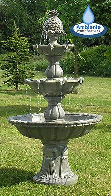 Regal Three Tier Garden Fountain Water Feature 3 Tiered Cascade Outdoor Patio