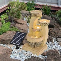 Resin Garden Stone Water Feature Solar Powered Indoor/Outdoor LED Falls Fountain