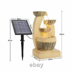 Resin Garden Stone Water Feature Solar Powered Indoor/Outdoor LED Falls Fountain
