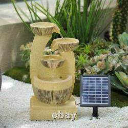 Resin Garden Stone Water Feature Solar Powered Indoor/Outdoor LED Falls Fountain