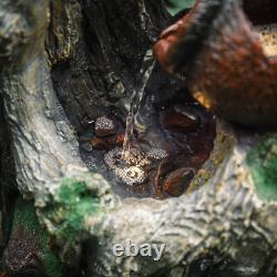 Resin Hollow Tree Fountain Outdoor Garden Water Feature Solar Statues Decoration