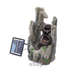 Resin Hollow Tree Fountain Outdoor Garden Water Feature Solar Statues Decoration