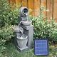 Resin Outdoor 4 Tier Bowl Water Feature Fountain Solar Powered Led Garden Decor