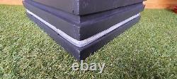 Ribbed Cube Water Feature Fountain Dark Grey Real Stone Look & Warm LEDs 35cm