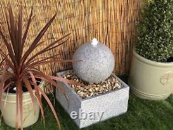 Rippling sphere Garden Water Feature With LED lights. Outdoor Patio Fountain NEW