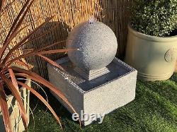Rippling sphere Garden Water Feature With LED lights. Outdoor Patio Fountain NEW