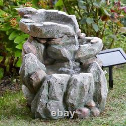 Rock Fall Fountain Garden & Patio Water Feature Solar Powered