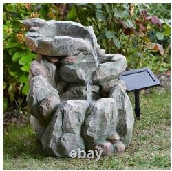 Rock Fall Solar Water Feature Garden Fountain Decorative Patio Centrepiece Resin