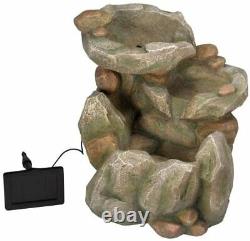 Rock Fall Solar Water Feature Garden Fountain Decorative Patio Centrepiece Resin