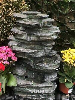 Rock Water Feature, Aber falls garden fountain with lights, solar power, fountain