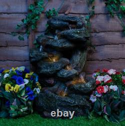 Rock Water Feature Cascade Fountain LED Lights Ambiente 55cm 250LPH Garden