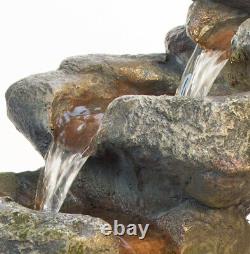 Rock Water Feature Cascade Fountain LED Lights Ambiente 55cm 250LPH Garden