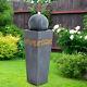 Rustic Electric Garden Water Feature Statue Withled Light Trapezoid Water Fountain