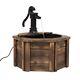 Rustic Fir Wooden Fountain Water Fountain With Pump, Carbonized Color
