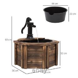 Rustic Fir Wooden Fountain Water Fountain with Pump, Carbonized Color