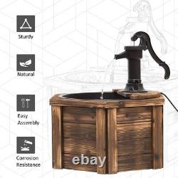 Rustic Fir Wooden Fountain Water Fountain with Pump, Carbonized Color