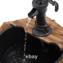 Rustic Fir Wooden Fountain Water Fountain with Pump, Carbonized Color