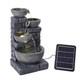Rustic Solar Water Fountain With Led Light Outdoor Resin Feature Garden Decor