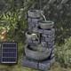 Rustic Solar Water Fountain With Led Lights For Gardens, Patios And Balconies