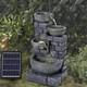 Rustic Solar Water Fountain With Led Lights For Gardens, Patios And Balconies