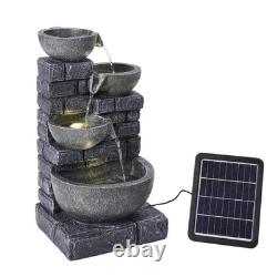 Rustic Solar Water Fountain with LED Lights for Gardens, Patios and Balconies