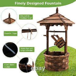 Rustic Wishing Well Fountain Outdoor Wooden Water Fountain with Electric Pump