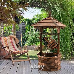 Rustic Wishing Well Fountain Outdoor Wooden Water Fountain with Electric Pump