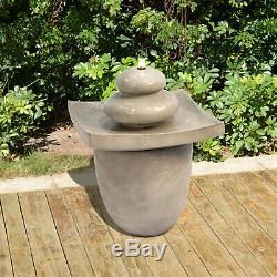 SOLD OUT Peaktop Garden Waterfall Zen Stone 2 Tier Outdoor Water Fountain with L
