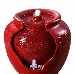 SOLD OUT Peaktop Outdoor Garden Patio Red LED Pot Water Fountain Feature YG0034A