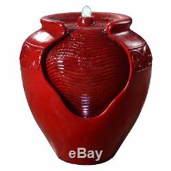 SOLD OUT Peaktop Outdoor Garden Patio Red LED Pot Water Fountain Feature YG0034A