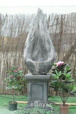 Self Contained Flame Water Fountain Feature Stone Garden Ornament Statue