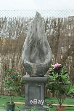 Self Contained Flame Water Fountain Feature Stone Garden Ornament Statue