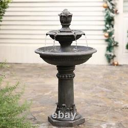 Serenity 2 Tier Water Fountain Self-Contained Polyresin Water Feature 96cm Tall