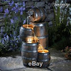 Serenity 5 Barrel Cascading Water Feature LED 60cm Garden Fountain Ornament NEW