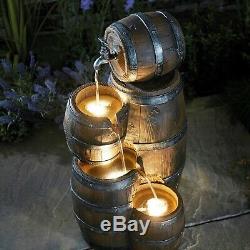 Serenity 5 Barrel Cascading Water Feature LED 60cm Garden Fountain Ornament NEW