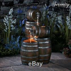 Serenity 6 Barrel Cascading Water Feature Fountain LED 74cm Garden Ornament NEW